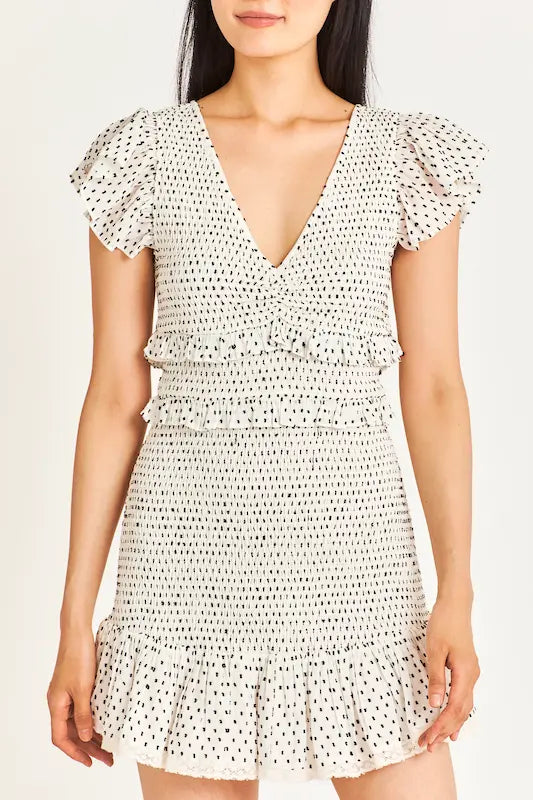 love shack fancy sonora mini dress Sonora Smocked Flutter-Sleeve Mini Dress