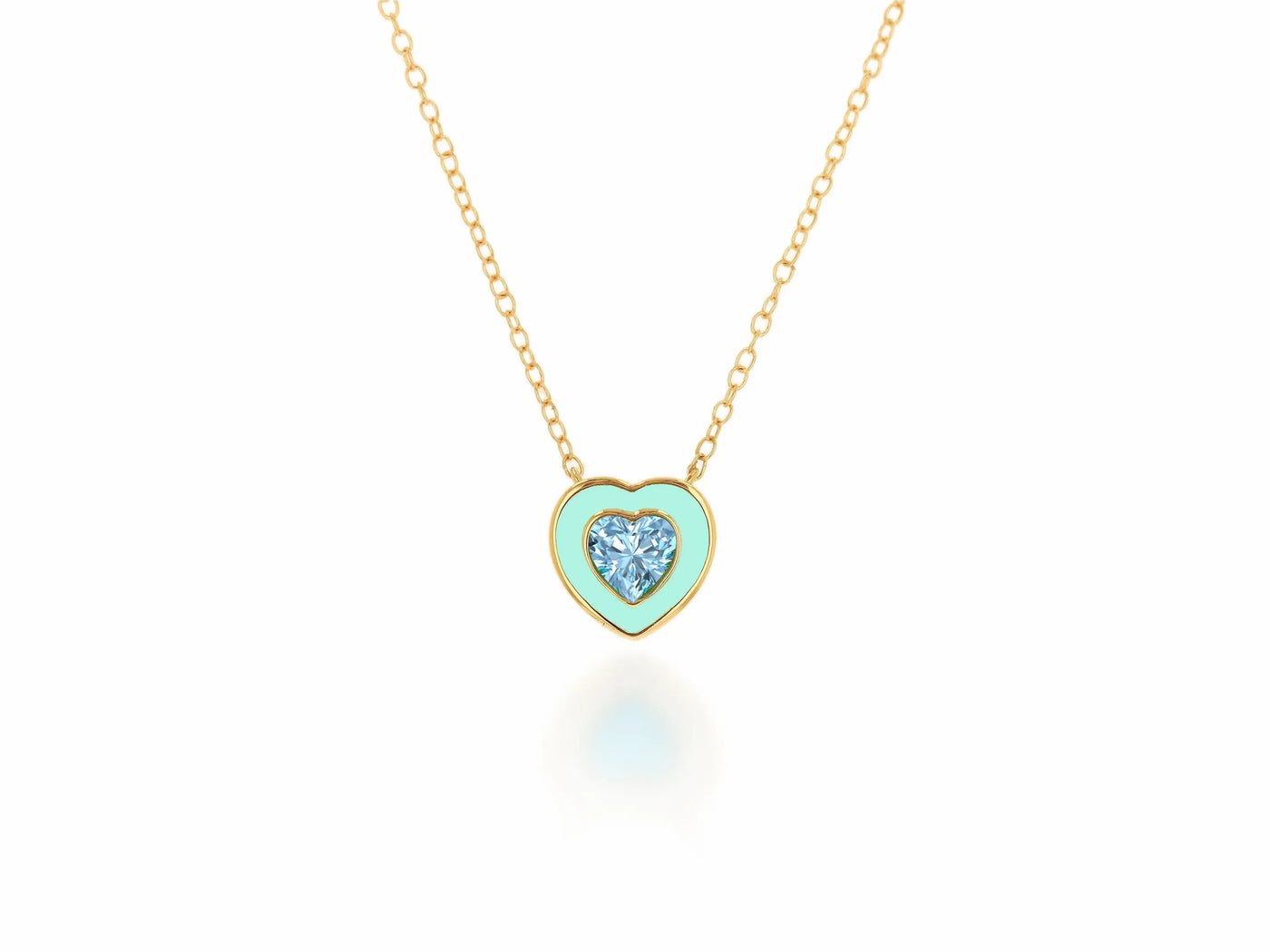14K Gold Enamel Heart Necklace