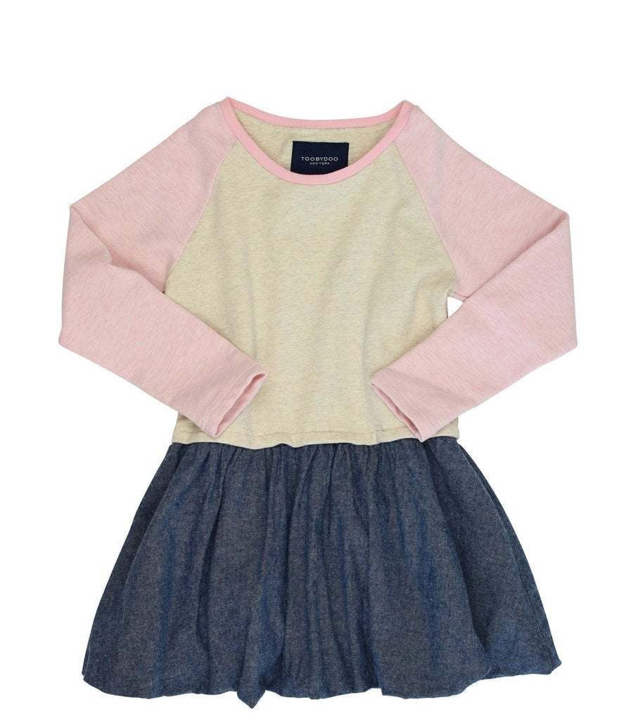 Toobydoo Denver Jersey Knit Dress (Toddler/Little Kids/Big Kids) Girl's Dress Pink Chambray : 12 Big Kids