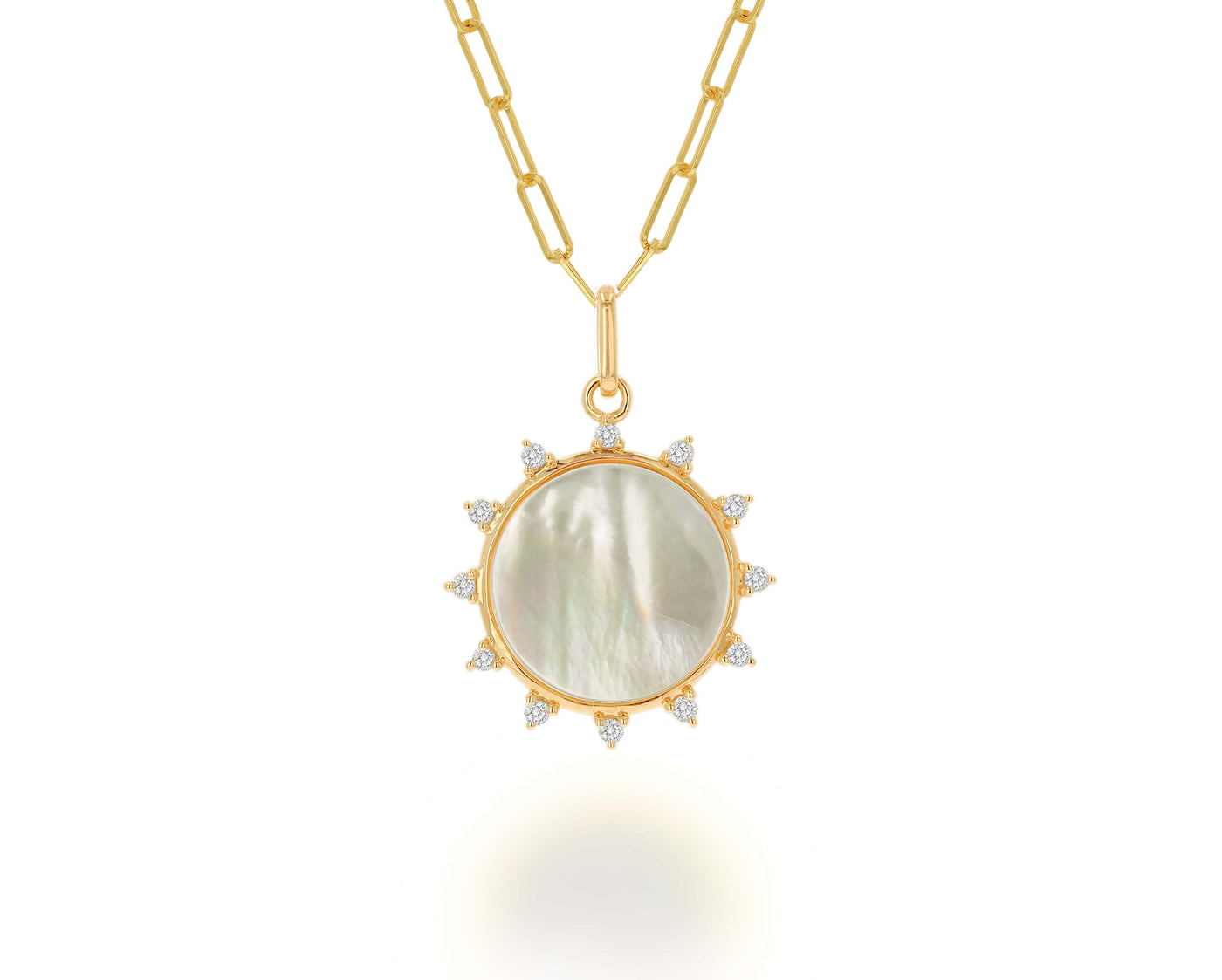 14K Gold Diamond and Mother of Pearl Sunshine Charm