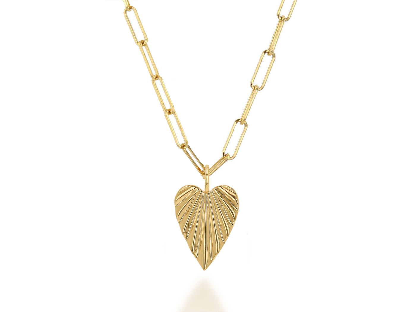 14K Gold Fluted Heart Charm