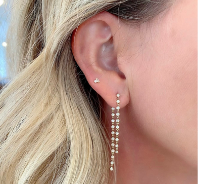 Diamond Bezel Link Front and Back Earrings