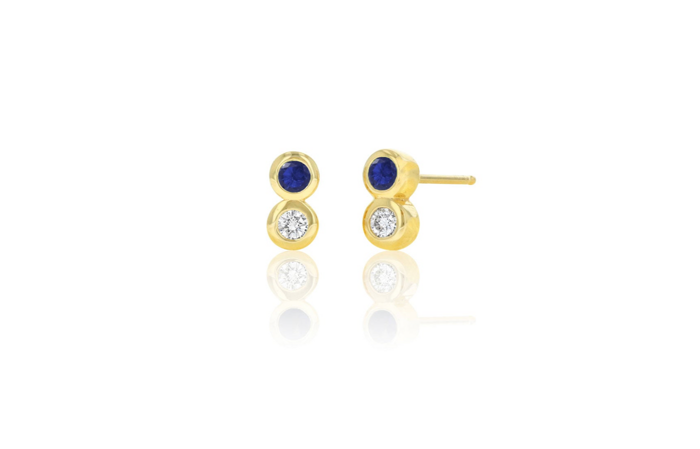 Diamond and Sapphire Bezel Stud Earrings
