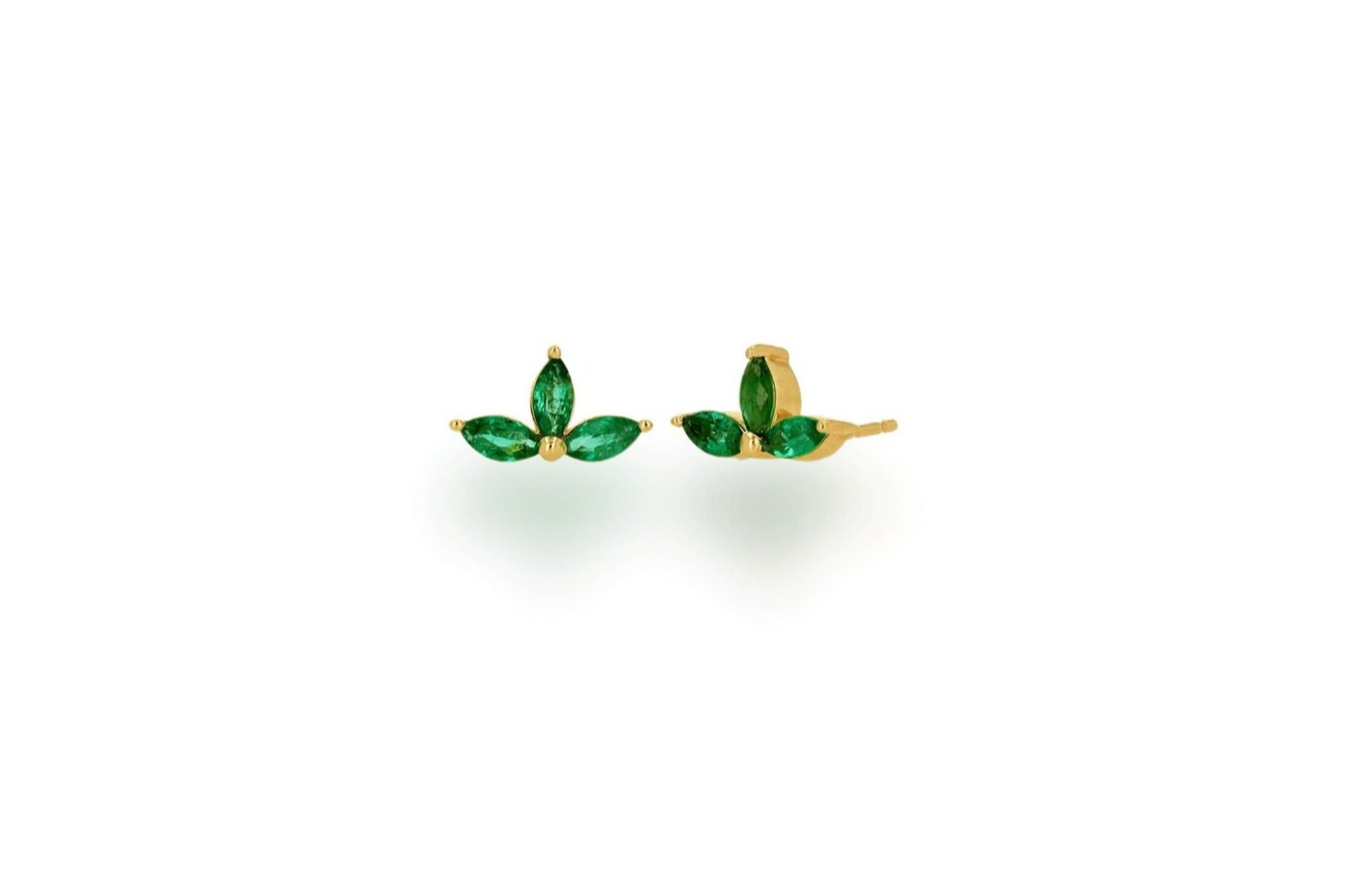 Emerald Navette Stud Earrings