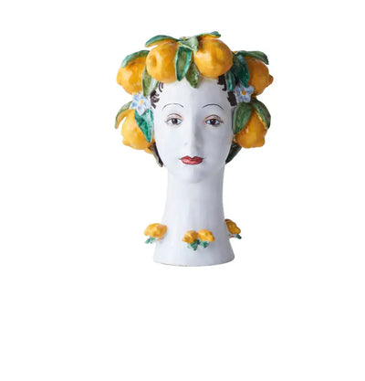 Vase tête en céramique, citrons
