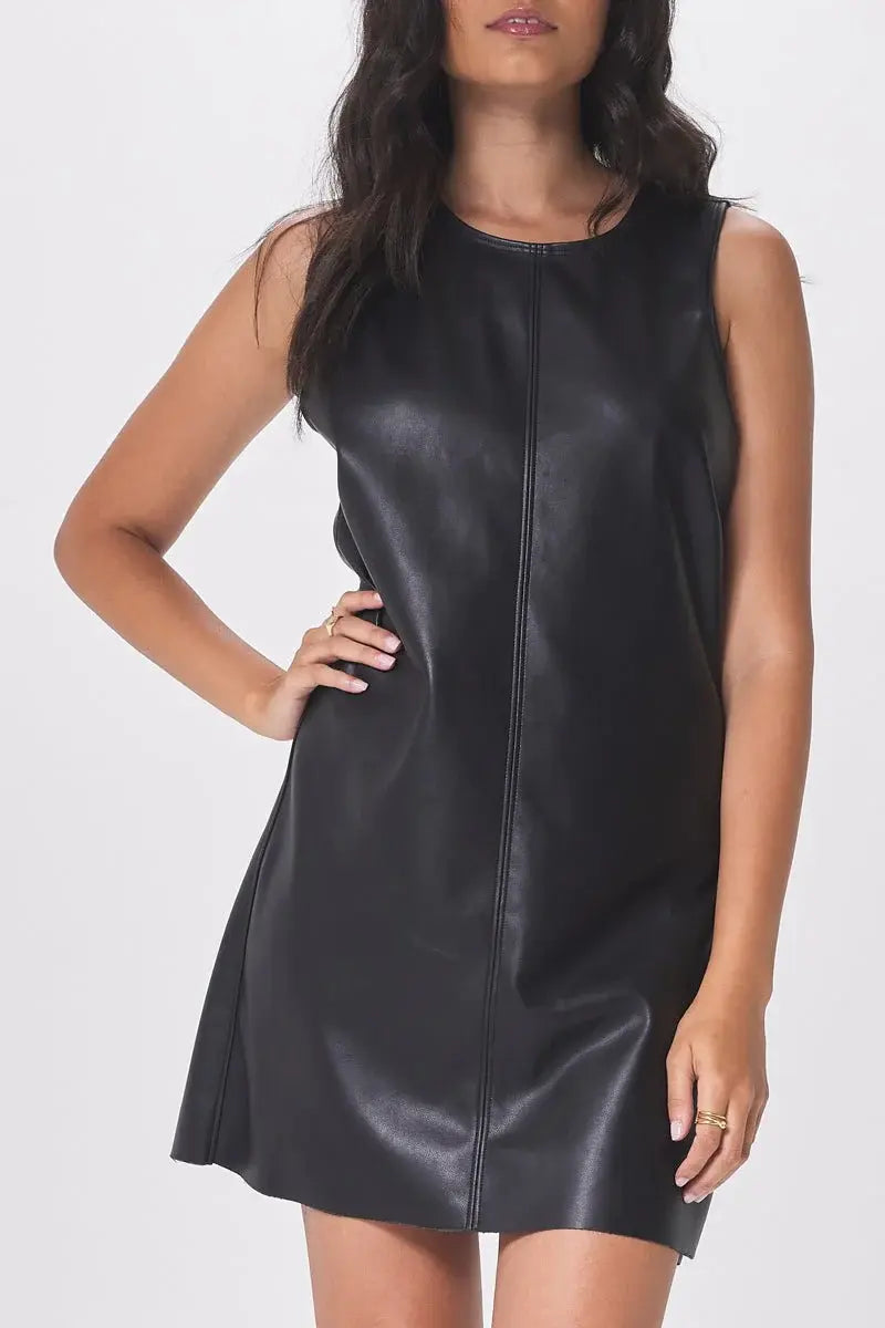 Vegan Leather Short Dress