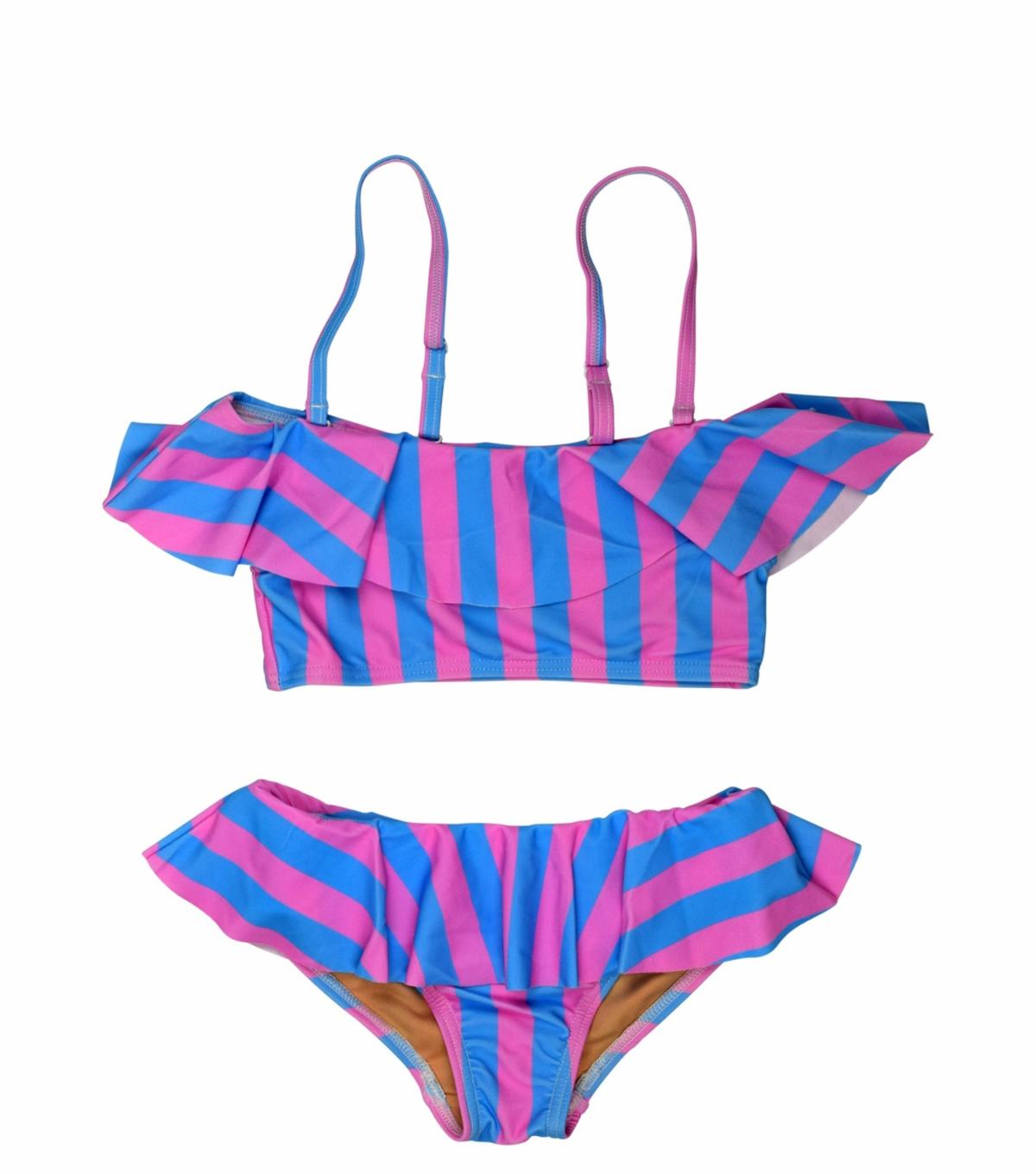 Toobydoo Stripe Ruffle Bikini