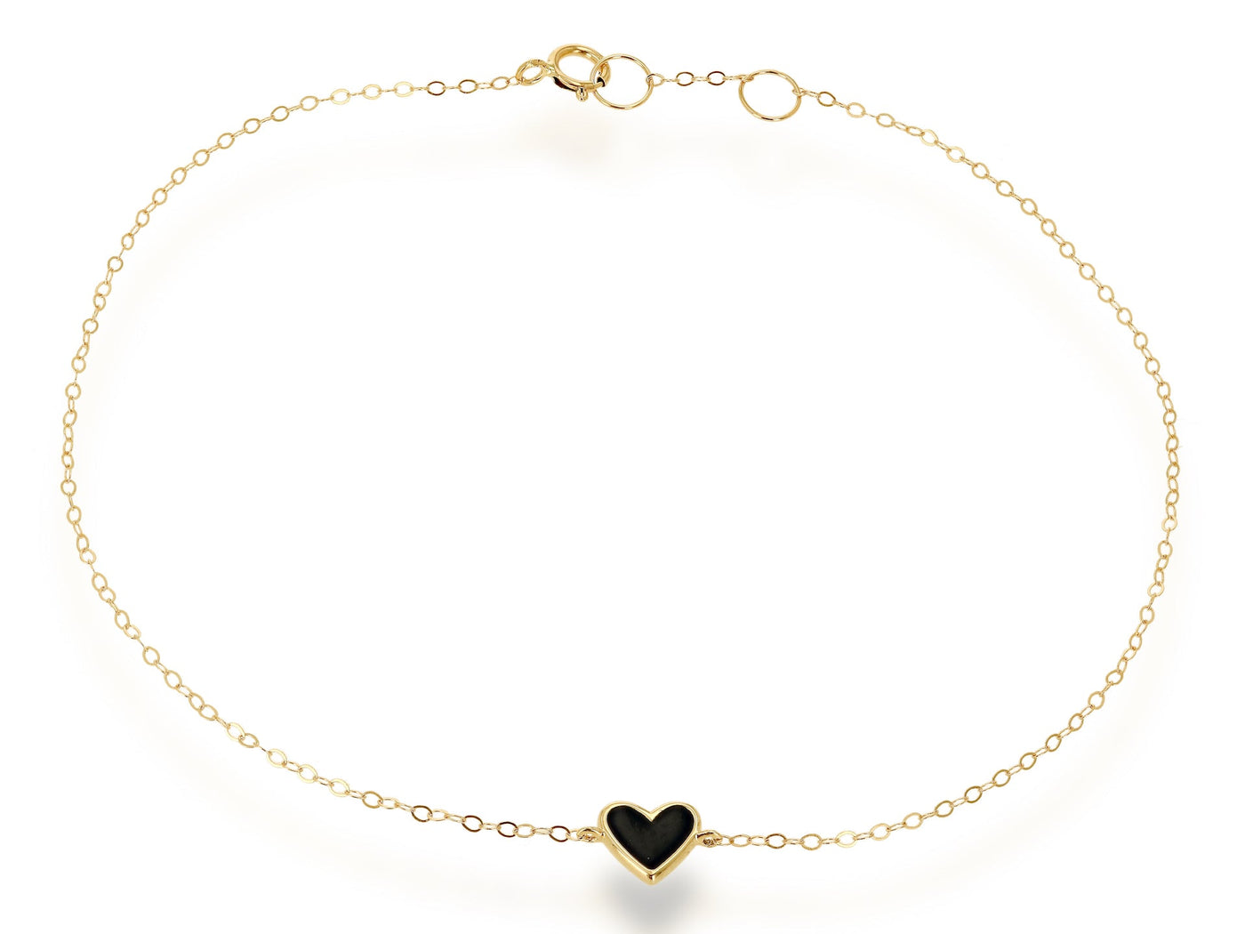 Bracelet de cheville chaîne cœur en émail mini or 14 carats