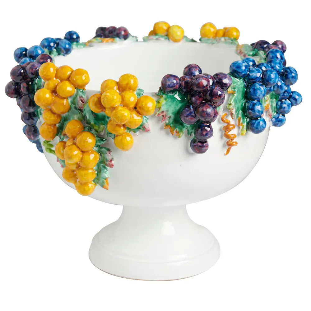 Footed Bowl with Grapes