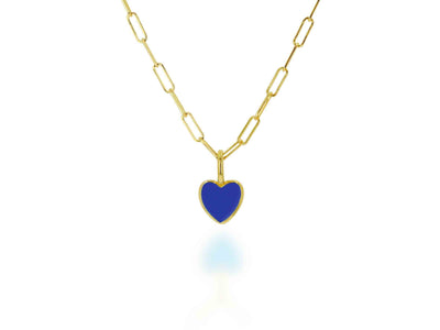 Breloque cœur mini en émail bleu marine en or 14 carats