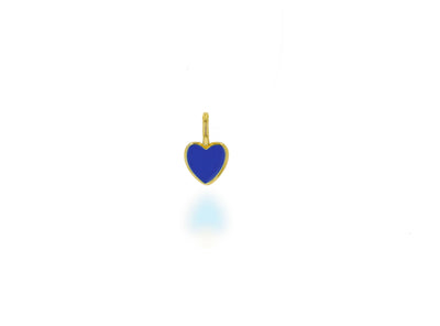 Breloque cœur mini en émail bleu marine en or 14 carats