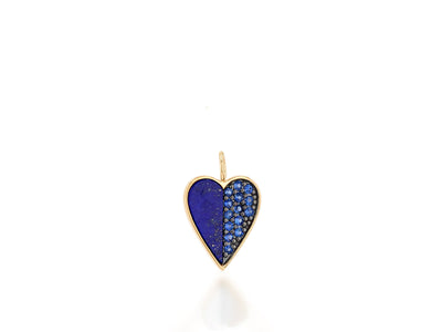 Breloque cœur en or 14 carats avec saphir bleu et lapis