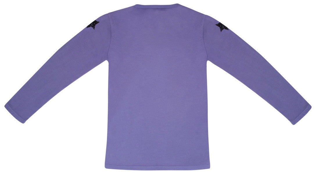 BAILEY BERRY Purple Long-Sleeve Cotton Tee with Shoulder Stars