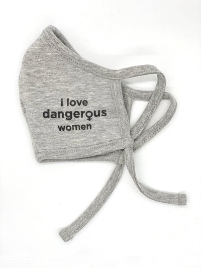 "I Love Dangerous Women" Adult Face Mask with Adjustable Straps and Filter Pocket (2-Pack)