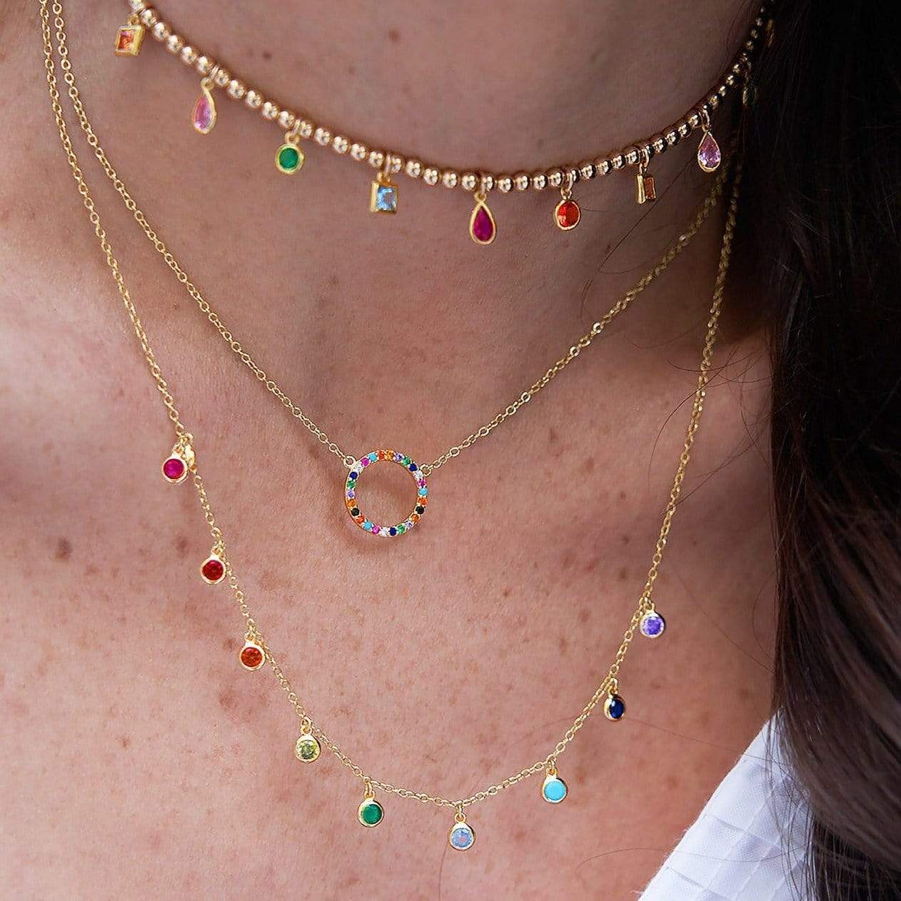 Rainbow Glitter Charm Necklace