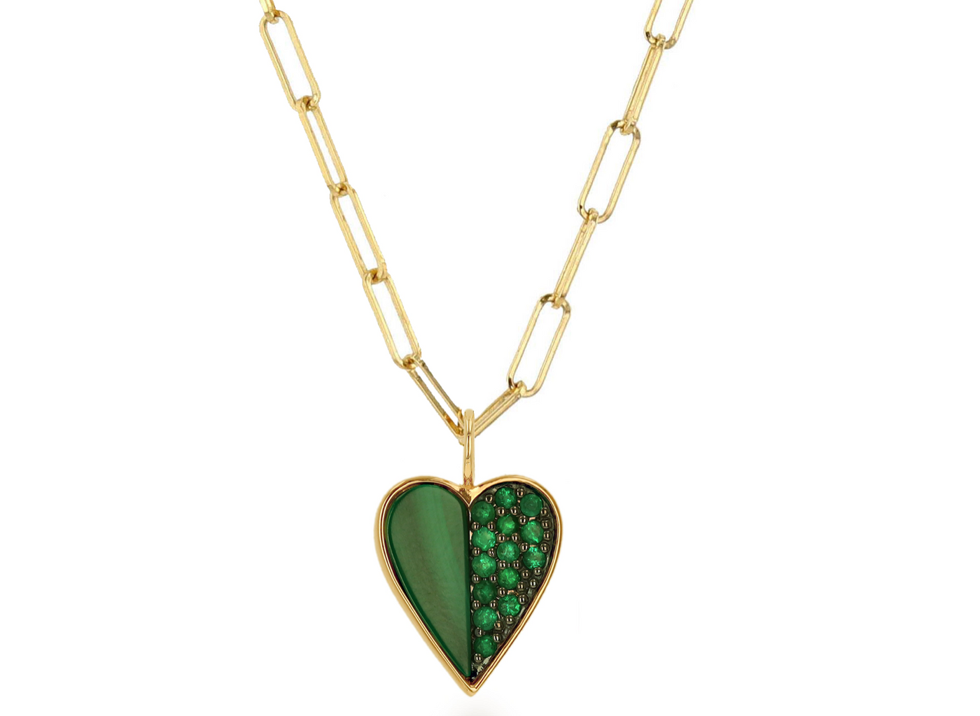 Emerald and Malachite Heart Charm
