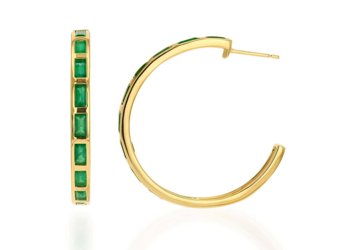 Emerald Baguette Hoop Earrings