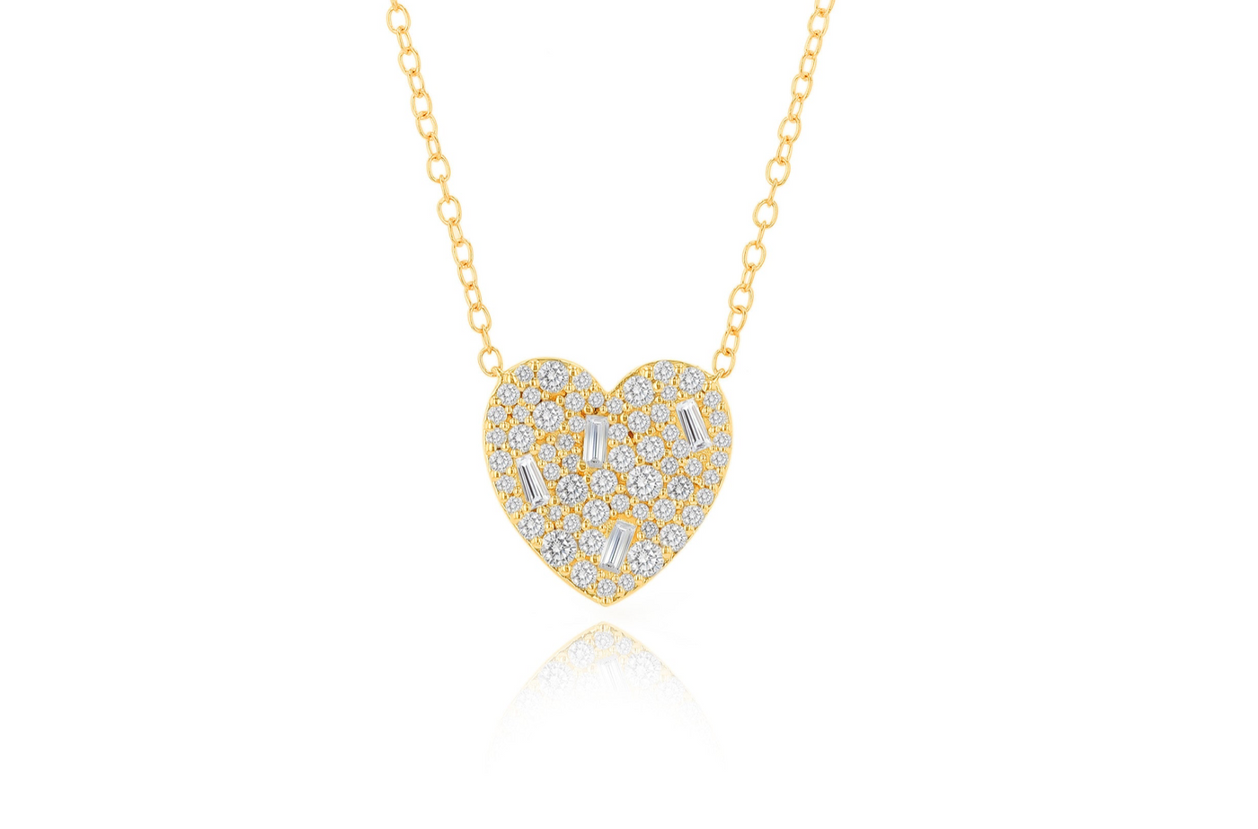 Scattered Diamond Heart Necklace