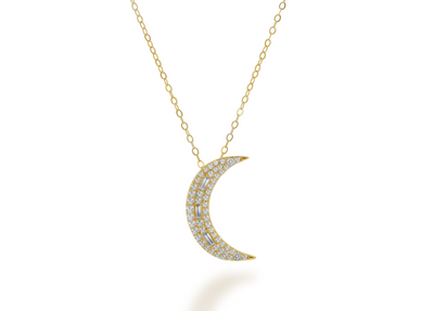 Diamond Baguette Crescent Moon Necklace