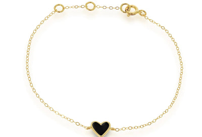 Mini Enamel Heart Gold Chain Bracelet