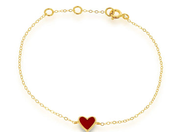 Bracelet chaîne dorée mini cœur en émail