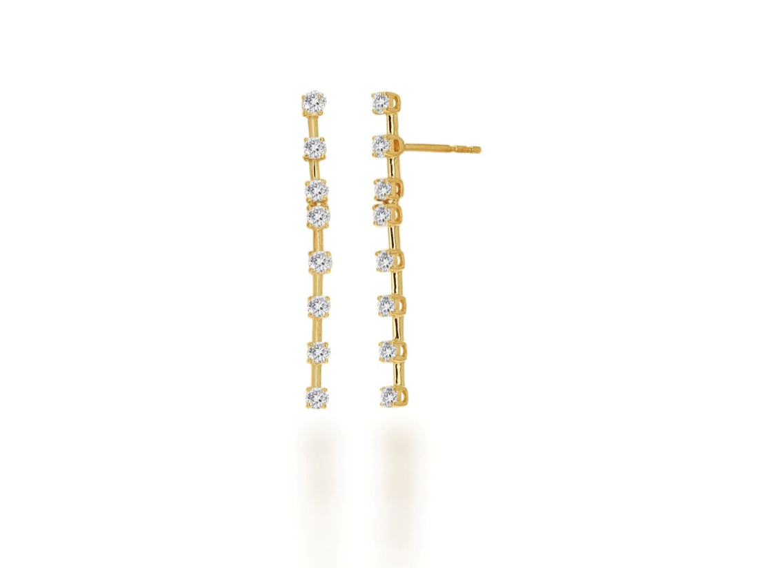 Boucles d'oreilles bâton en forme de barre de diamant