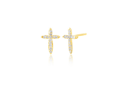 Diamond Pointed Cross Stud Earrings