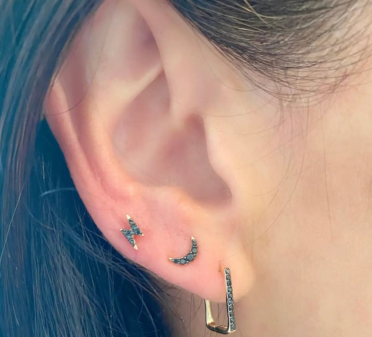 Mini boucles d'oreilles à tige en diamant éclair