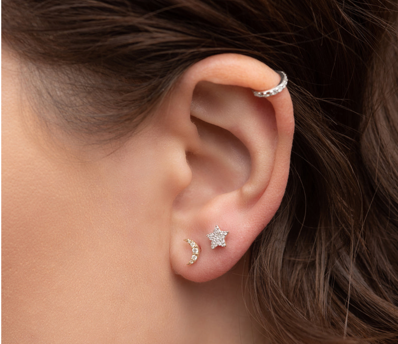 Diamond Pave Star Stud Earrings