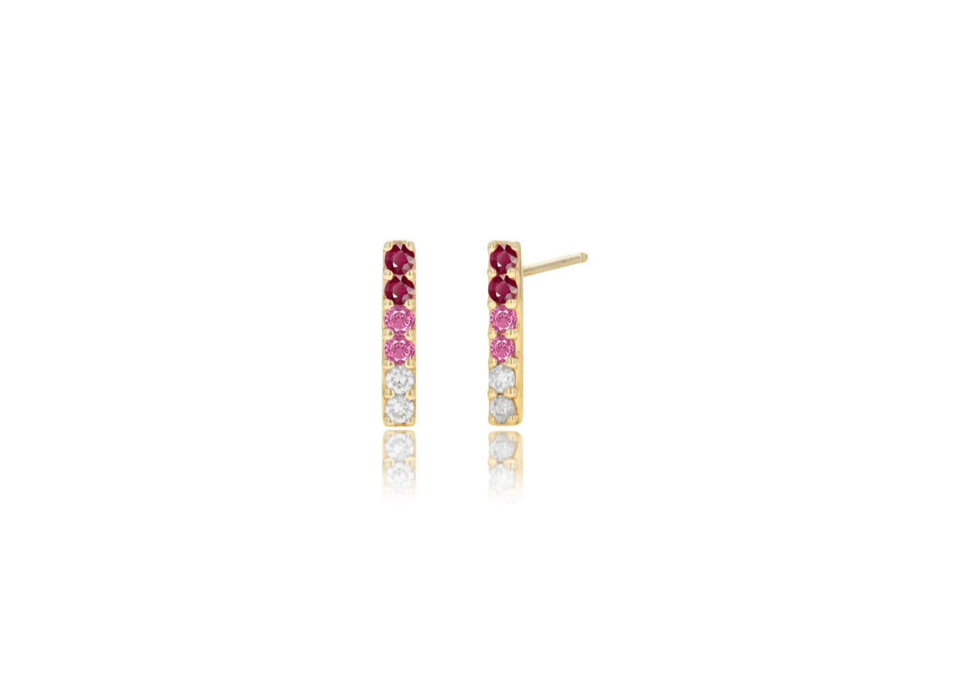 Pink Ombre Bar Stud Earrings