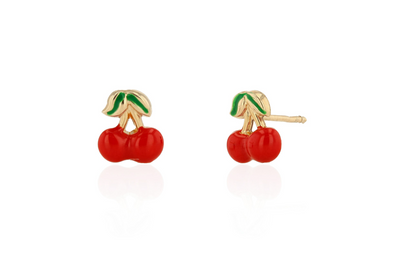 Enamel Cherry Stud Earrings