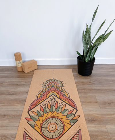 Tapis de yoga en liège Mandala 