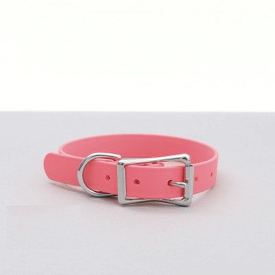 Waterproof Belt Buckle Collar in Strawberry Coral Pink