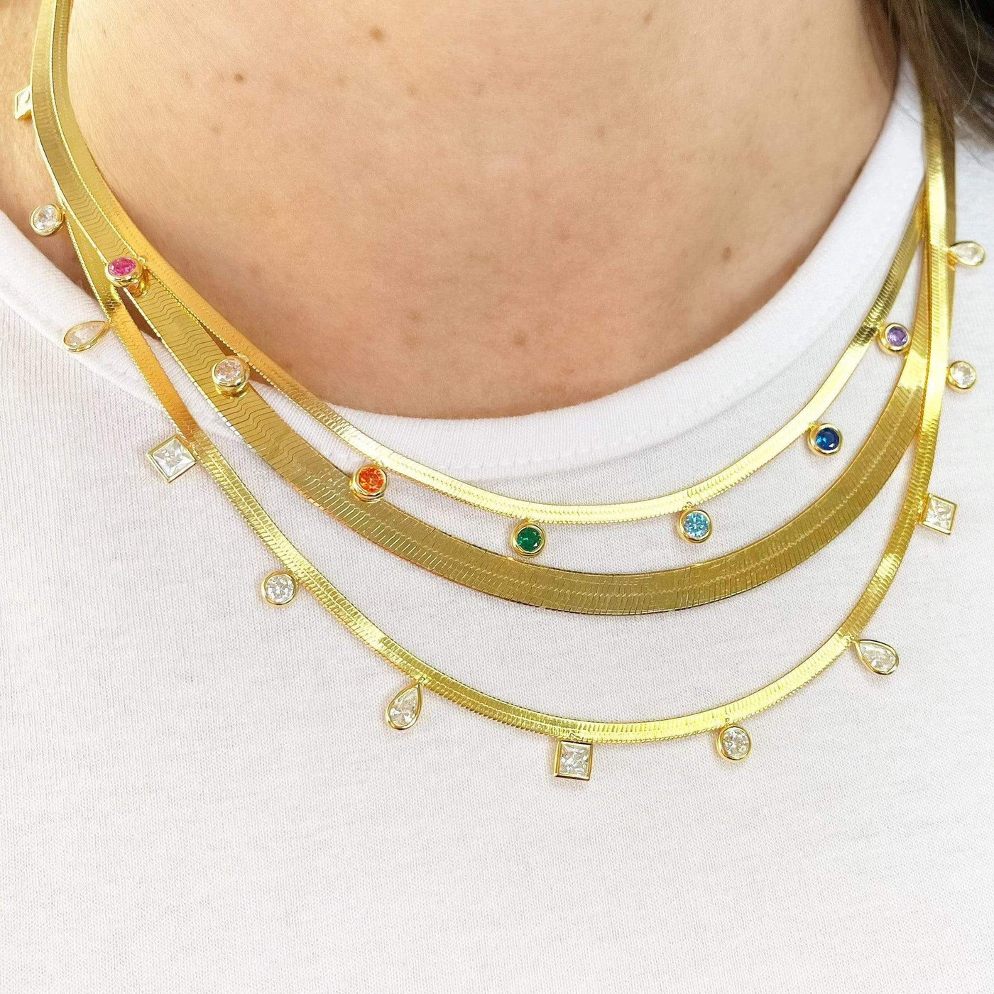 Herringbone Multi Pendant Necklace