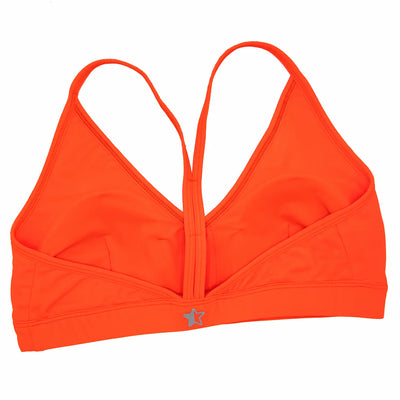 women's sports bra bright orange eco friendly