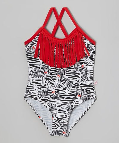 Floatimini Black & Red Zebra Swimsuit